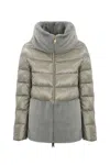 Herno Down Jacket With Ecological Fur In Grigio