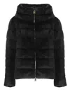 Herno Cropped Black Jacket With Plush Texture And High Collar In Black