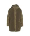 Herno Down Jacket With Faux Fur Insert In Green