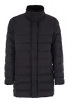 Herno Men Down Jacket With Fur Collar In Black