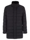 Herno Men Down Jacket With Fur Collar In Blue