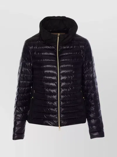Herno Down Jacket With High Collar And Pockets In Blue