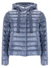 Herno Hooded Down Jacket Drawstring Long Sleeves In Blue