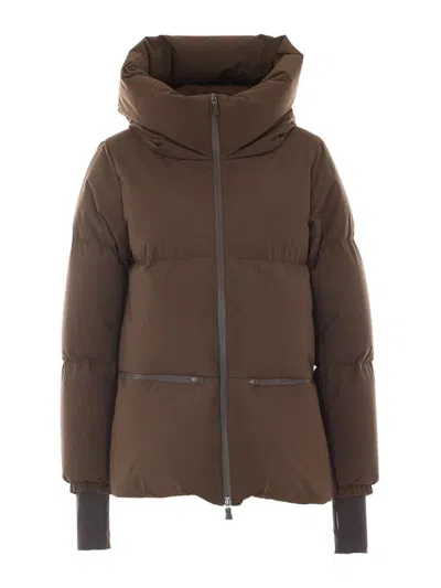 Herno Down Jacket With Hood In Brown