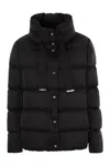 Herno Shiny Satin Cape Down Jacket Clothing In Black