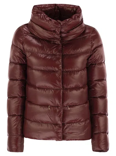 Herno Down Jacket With Ring Collar In Brown