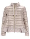 Herno Down Jacket With Ruffles In Neutral