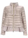 Herno Down Jacket With Ruffles In Neutral