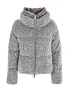Herno Quilted Velvet Paillettes Puffer Jacket In Grey