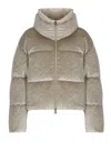 Herno Quilted Velvet Down Jacket High Neck In Brown
