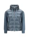Herno Women Down Jacket With Wool Sleeves In Blue