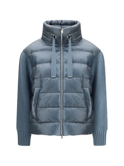 HERNO DOWN JACKET WITH WOOL SLEEVES