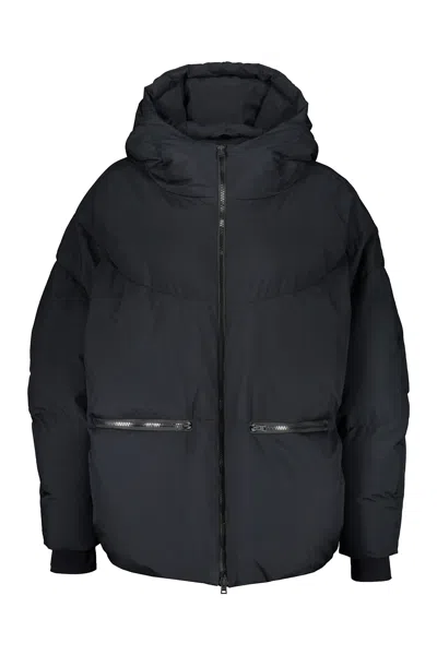 Herno Down Jacket With Zipper And Hood In Black