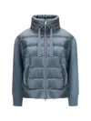 Herno Women Down Jacket With Wool Sleeves In Blue