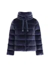 Herno Cotton Chenille-effect Down Jacket In Blue