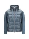 Herno Women Down Jacket With Wool Sleeves In Blue