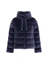 Herno Cotton Chenille-effect Down Jacket In Blue