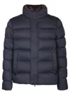 Herno Short Down Jacket With Detachable Fur Insert In Black