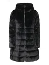 Herno Black Hooded Down Jacket With Zip Closure In Eco Fur Woman In Black