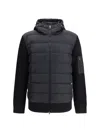 Herno Men Quilted Bomber Jacket With Wool Sleeves In Black