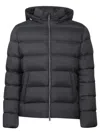 Herno Quilted Hooded Down Jacket With Side Pockets In Black