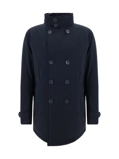 Herno Quilted Padded Jacket High Collar In Blue