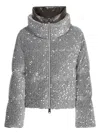 Herno Quilted Velvet Paillettes Puffer Jacket In Grey