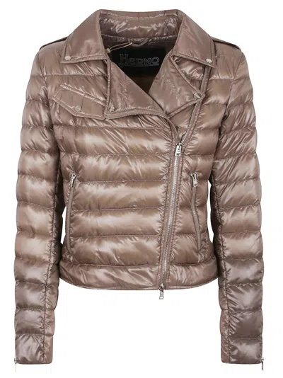 HERNO DOWN-PADDED BOMBER JACKET WITH LAPEL COLLAR