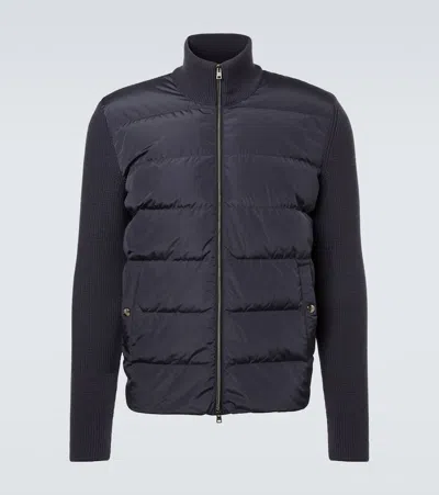 Herno Down-paneled Wool Jacket In Blue