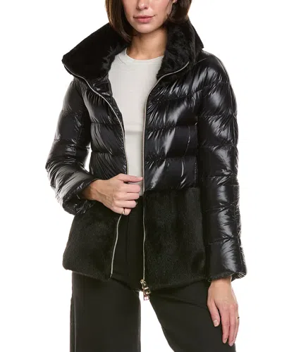 Herno Ultralight Nylon And Lady Alternative Fur Cape Clothing In Multi