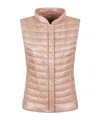 Herno Quilted Sleeveless Lightweight High Collar Jacket In Pink