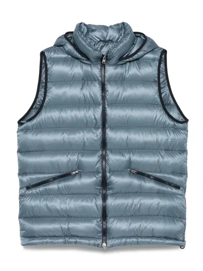 Herno Down Vest With Detachable Hood In Blue
