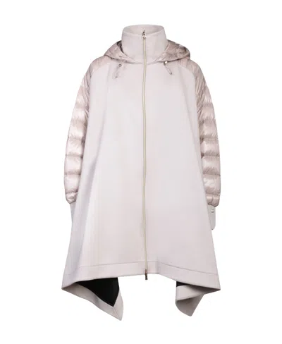 Herno Draped Hooded Coat In Neutral