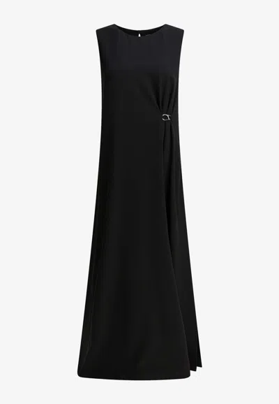 Herno Draped Maxi Dress In Black