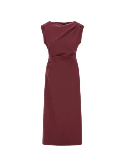 Herno Draped Midi Dress In Brown