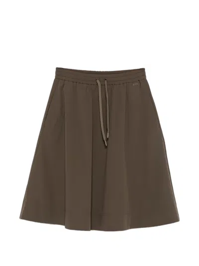 Herno Drawstring A-line Midi Skirt In Brown