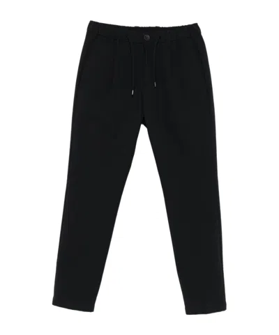 Herno Drawstring Cotton Trousers In Black