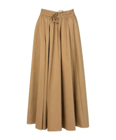 Herno Drawstring Elastic Waist Midi Skirt In Brown