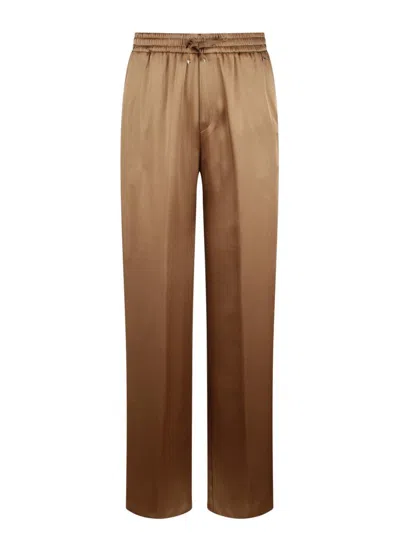 Herno Fluid Satin Trousers In Brown
