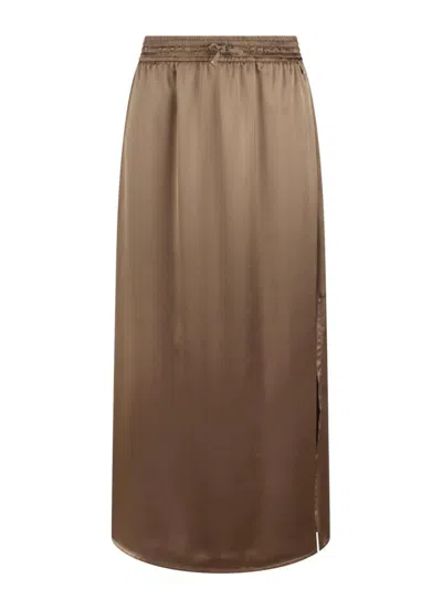 Herno Drawstring High Waist Skirt In Brown