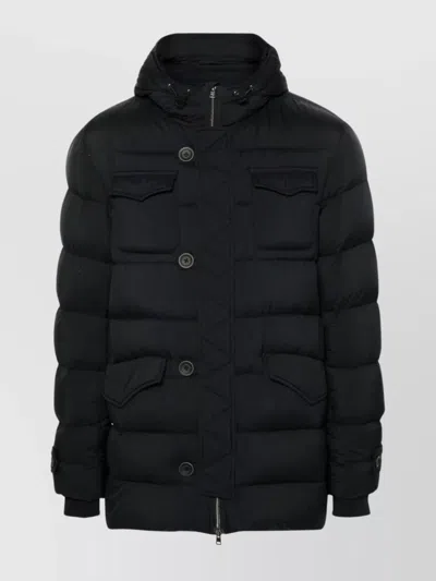 Herno Drawstring Hood Down Jacket In Black