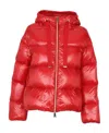 Herno Drawstring Hood Feather-down Jacket In Red