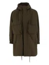 Herno Long Parka In Waxed Tech Cotton In Green
