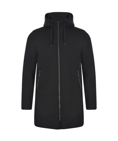 Herno Drawstring Hooded Casual Jacket In Black