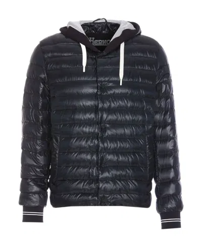 Herno Drawstring Hooded Down Jacket In Black