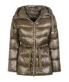 Herno Drawstring Hooded Down Jacket In Brown