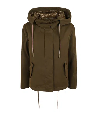 Herno Drawstring Hooded Down Jacket In Green