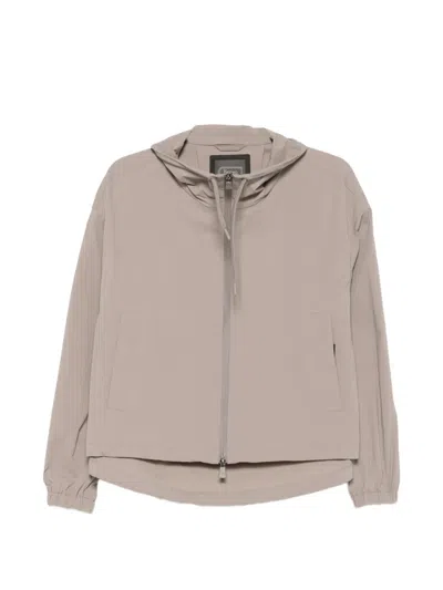 Herno Drawstring Hooded Jacket In Brown