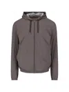 Herno Technical Fabric Hooded Jacket With Adjustable Drawstrings In Brown
