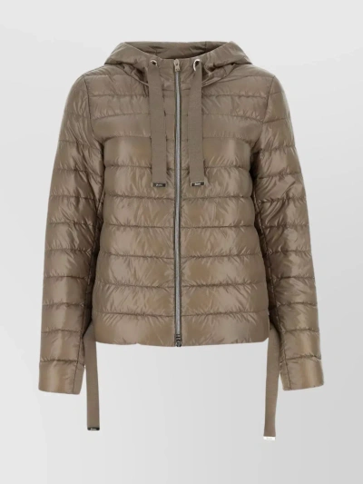 Herno Drawstring Hooded Quilted Down Jacket In Neutral